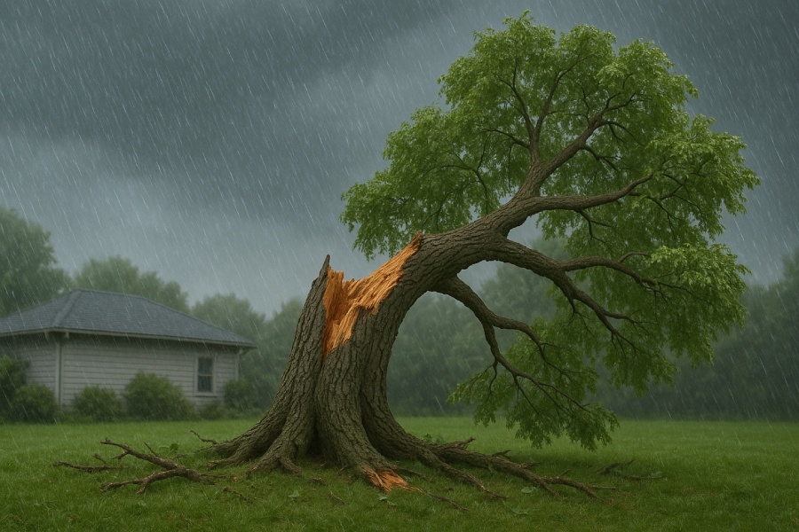 storm-damaged tree